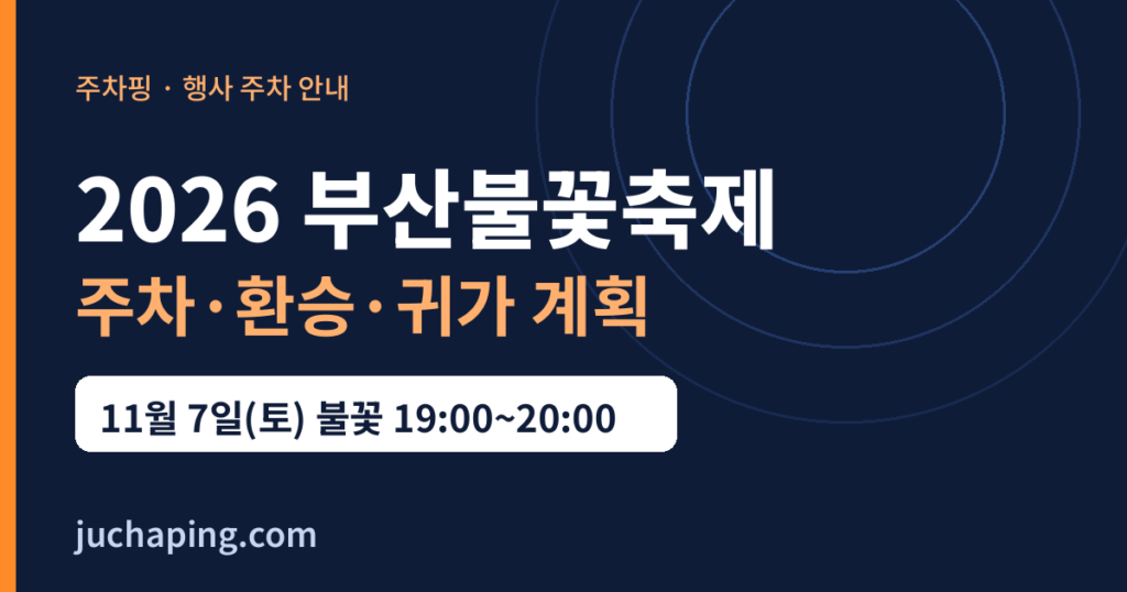 2026 부산불꽃축제 주차·환승·귀가 계획 안내 이미지(주차핑 제작)